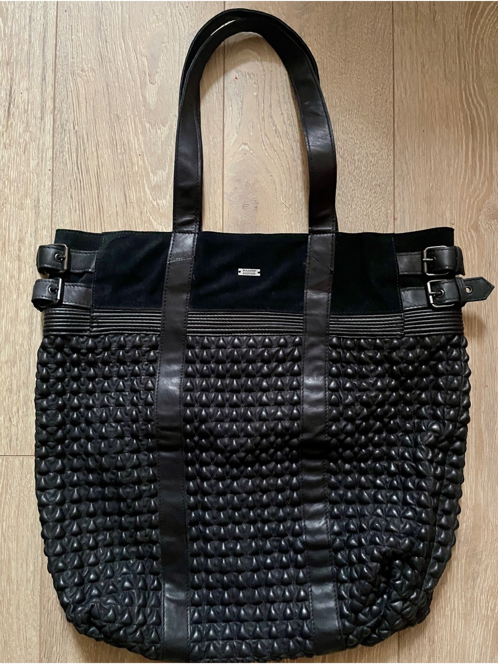 Maison Scotch Gothic Black Sheep Leather Textured Large Tote Bag circa 2013